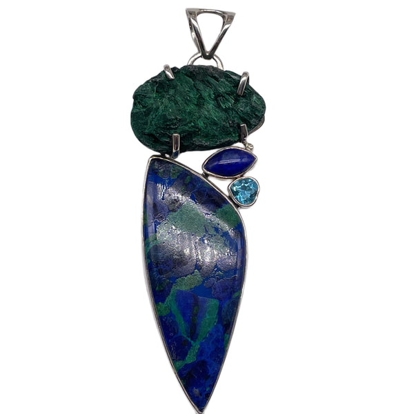 Azurite Malachite, Malachite Fiber Pendant