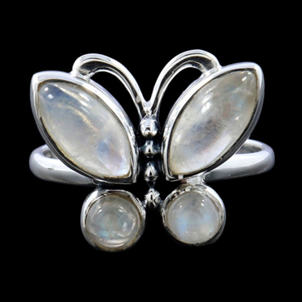 RAINBOW MOONSTONE BUTTERFLY RING