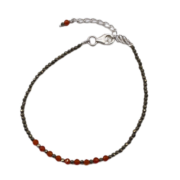 Carnelian Pyrite Druzy Beaded Bracelet