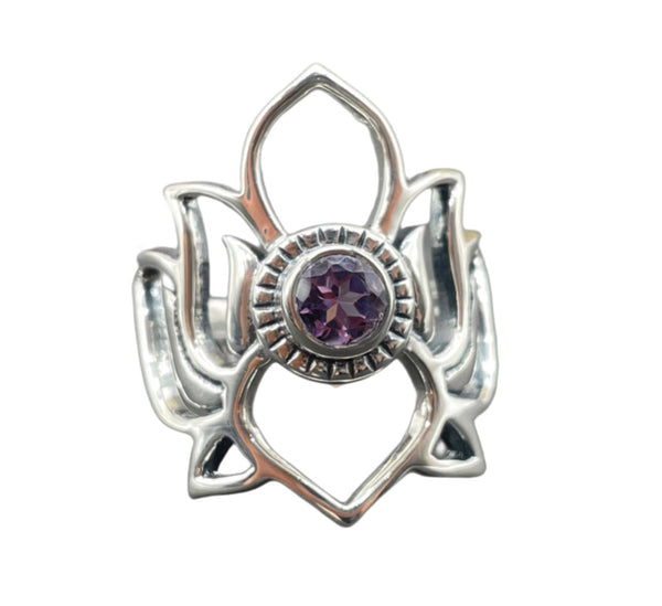 Amethyst lotus ring