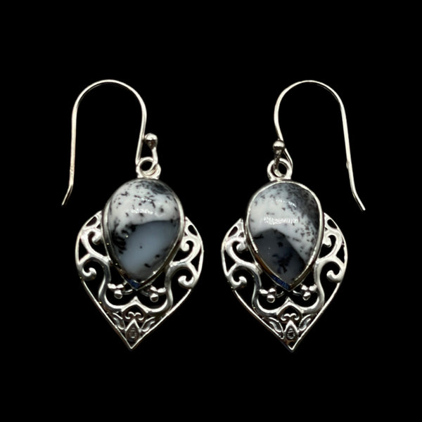 Dendritic Opal Dangle Earrings