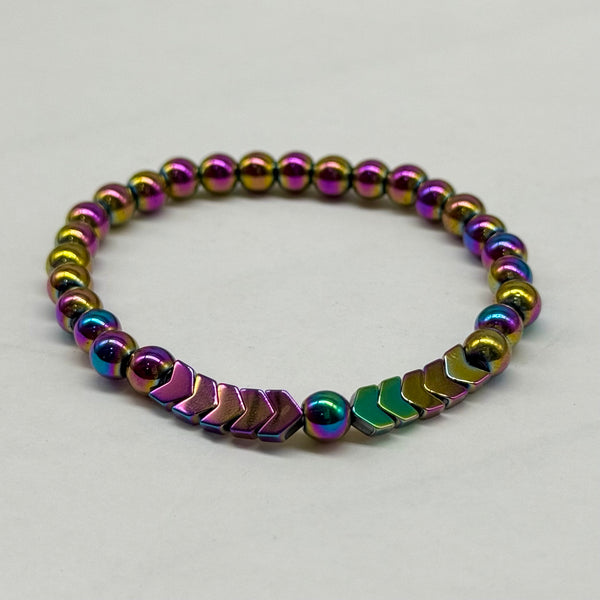 Hematite Rainbow Arrow Stretch Bracelet 6mm