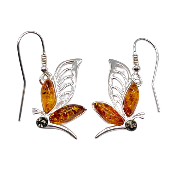 Baltic Amber Butterfly Earrings