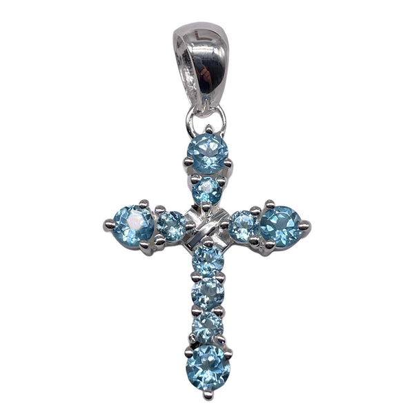 Blue Topaz Cross  Pendant