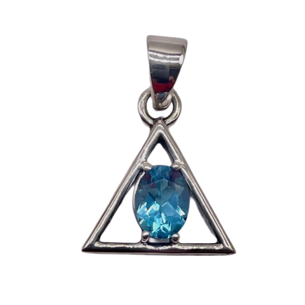 Blue Topaz Triangle Pendant