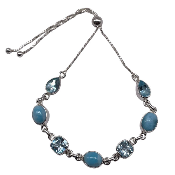 Larimar with Blue Topaz  Bolo Bracelet