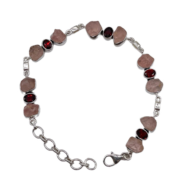 Rose Quartz with garnet Bracelet