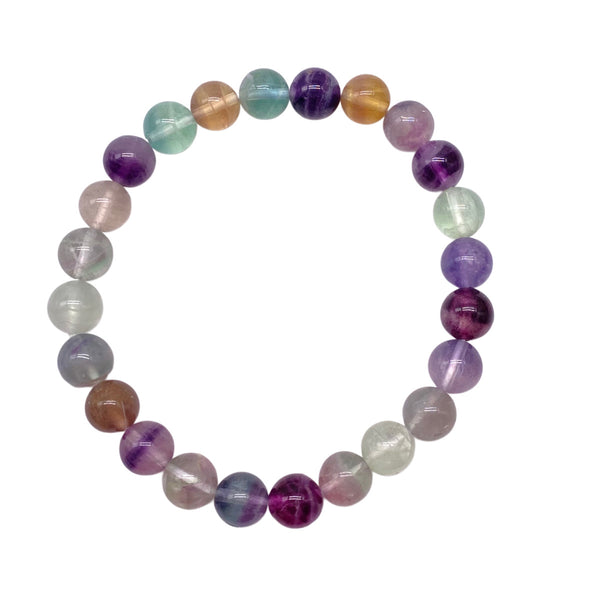 Fluorite 8mm stretchable beaded Bracelet