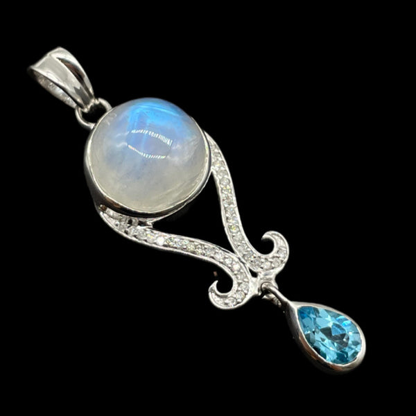 Rainbow Moonstone Diamond pendant