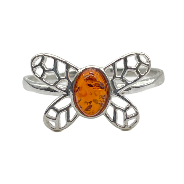 Baltic Amber Butterfly Ring