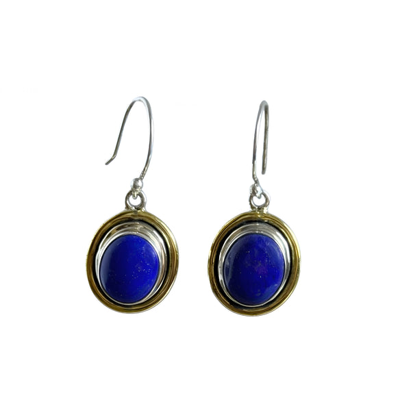 Lapis Lazuli Two Toned Earrings