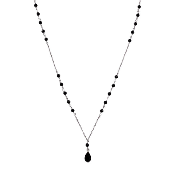 Onyx Beaded Necklace -Teardrop