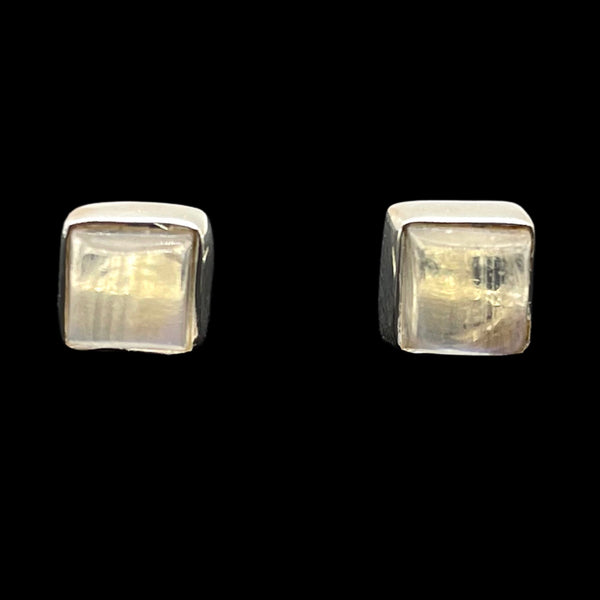 Rainbow Moonstone Square Studs