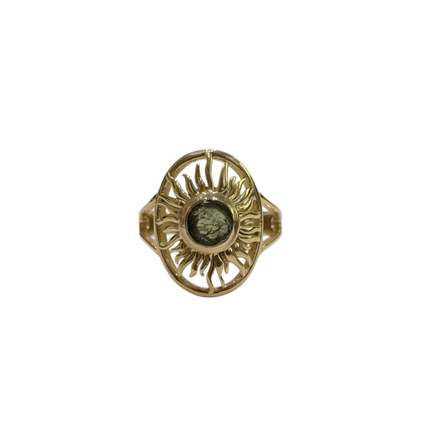Gold Vermeil Moldavite Ring