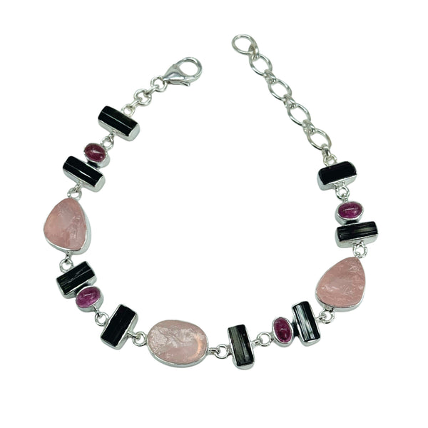 Rose Quartz with Tourmaline Bracelet