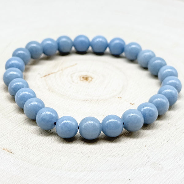 Blue Angelite Stretch Bracelet 8mm