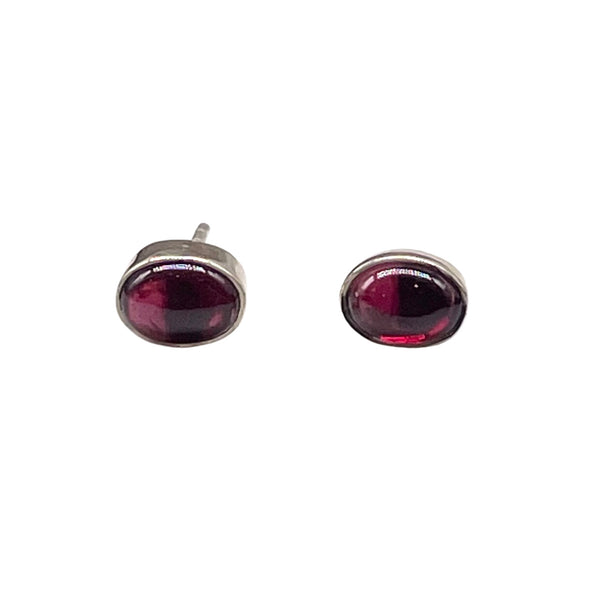 Garnet oval studs