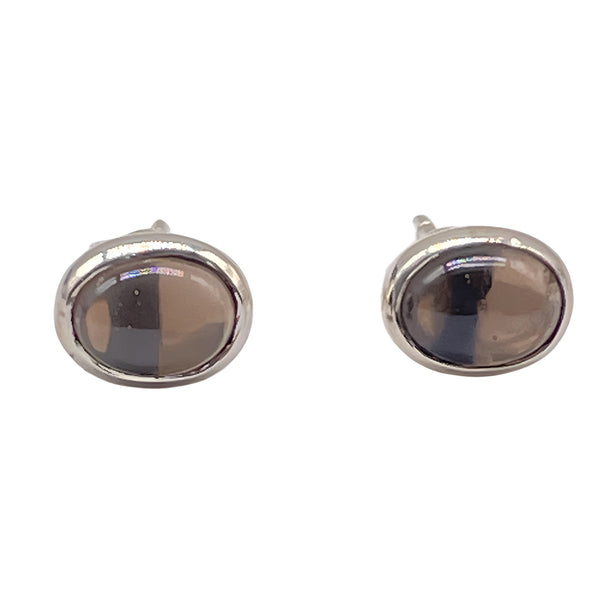 Smoky Quartz Studs - Oval