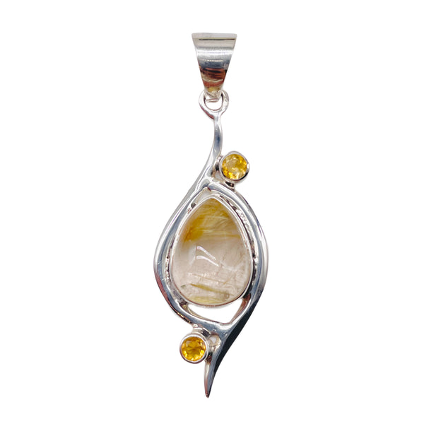 Rutilated Quartz with Citrine Pendant