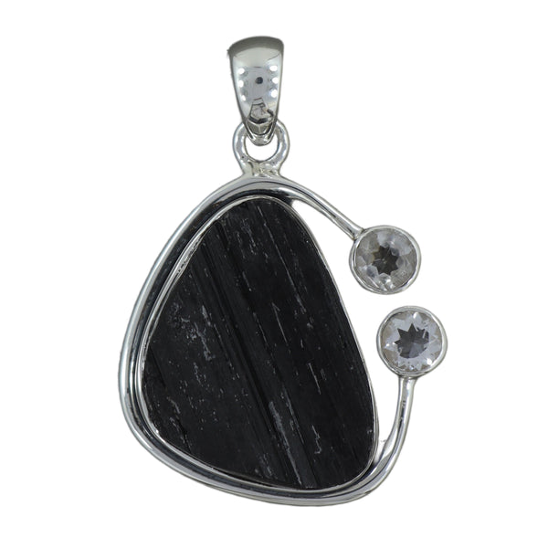 Black Tourmaline,Clear Quartz Pendant
