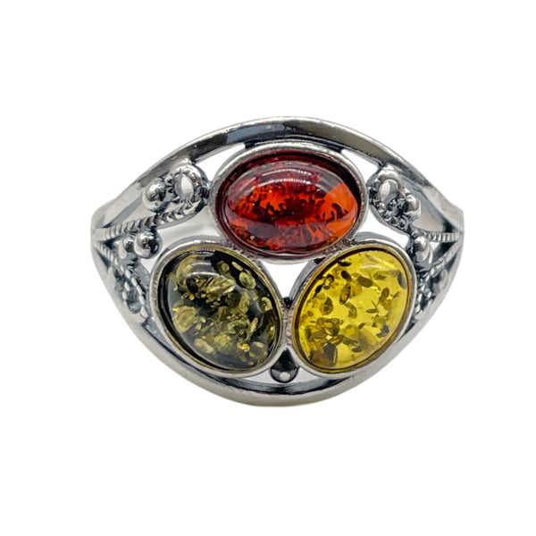 Multi stone Amber Ring