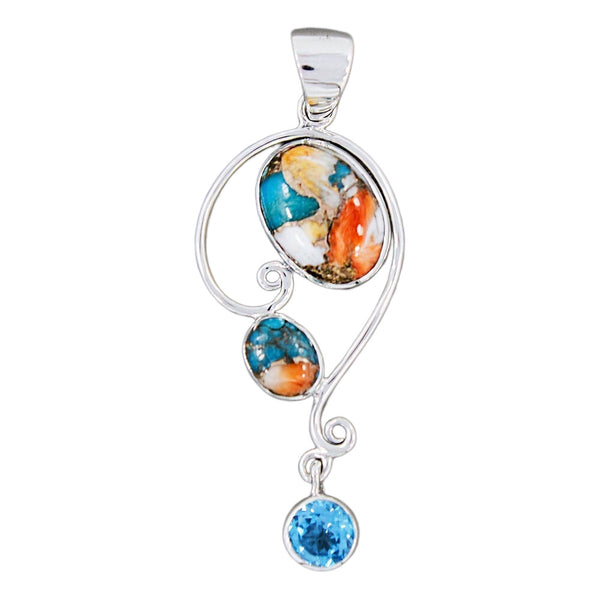 TOPAZ BLUE,TURQUOISE SPINEY OYSTER PENDANT