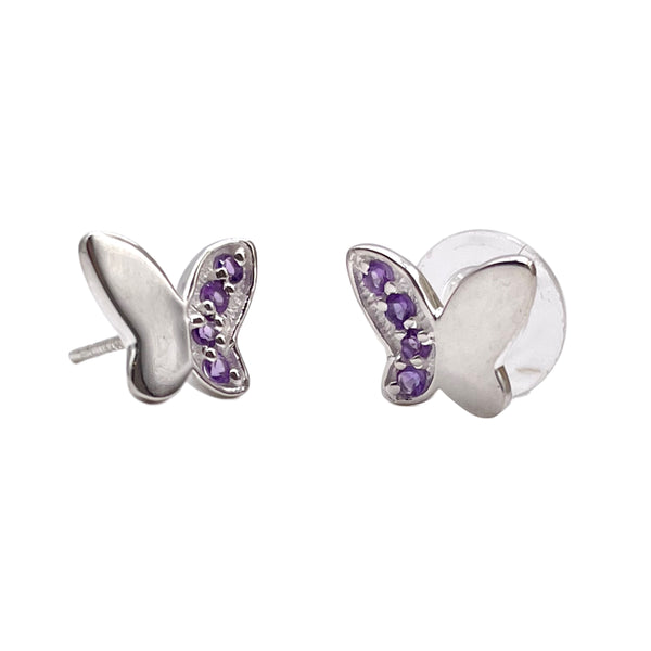 Amethyst Butterfly Studs