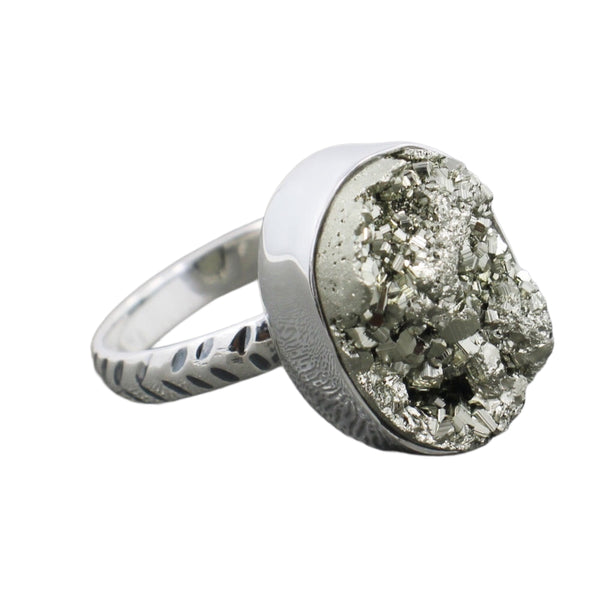 PYRITE DRUZY RING