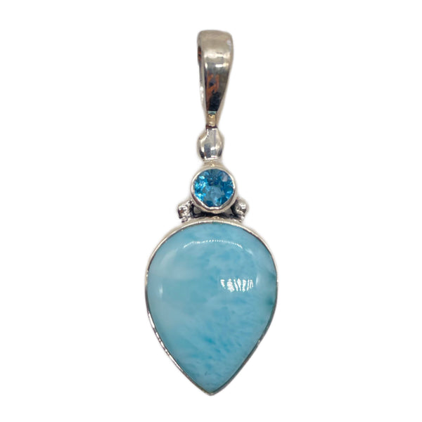 LARIMAR,BLUE TOPAZ PENDANT