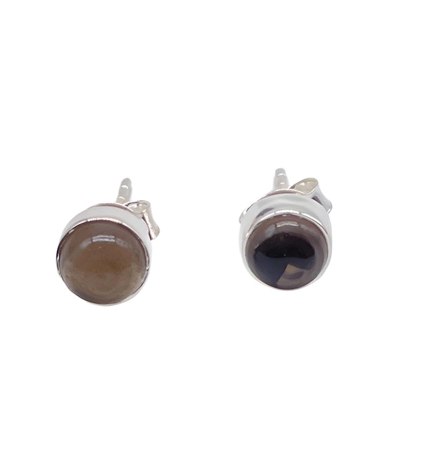 Smoky Quartz Studs - Round