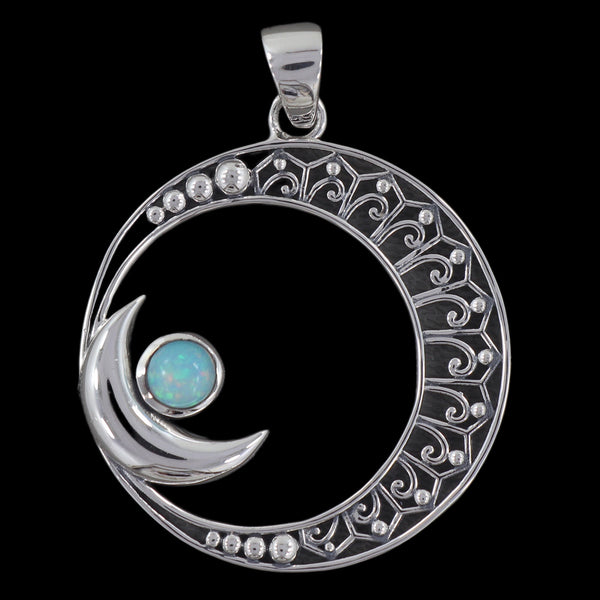 ETHIOPIAN OPAL CRESCENT MOON PENDANT