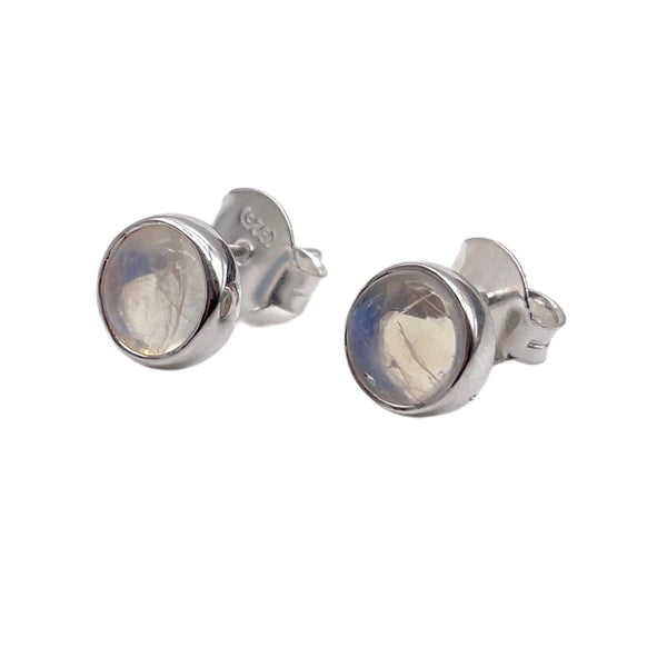 Rainbow moonstone studs