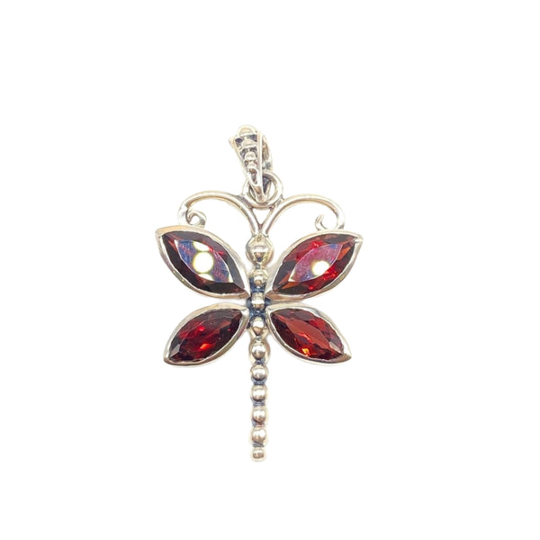 Garnet Dragonfly Pendant