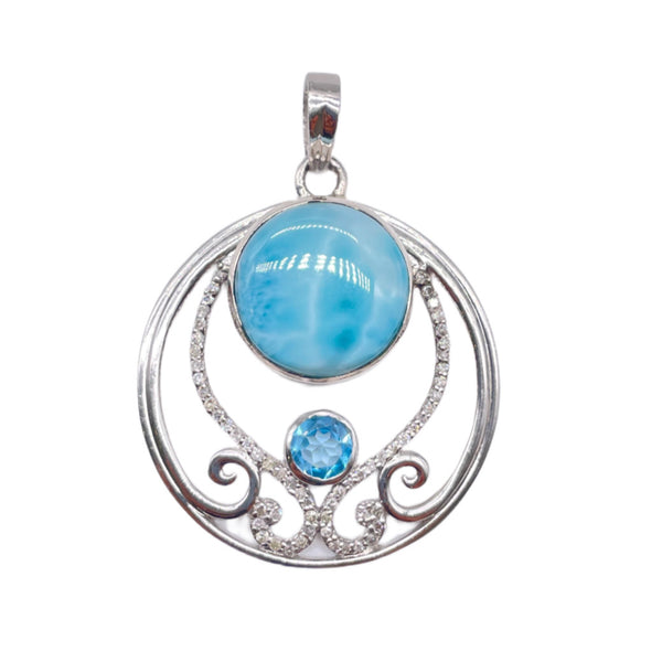 Larimar Diamond Pendant