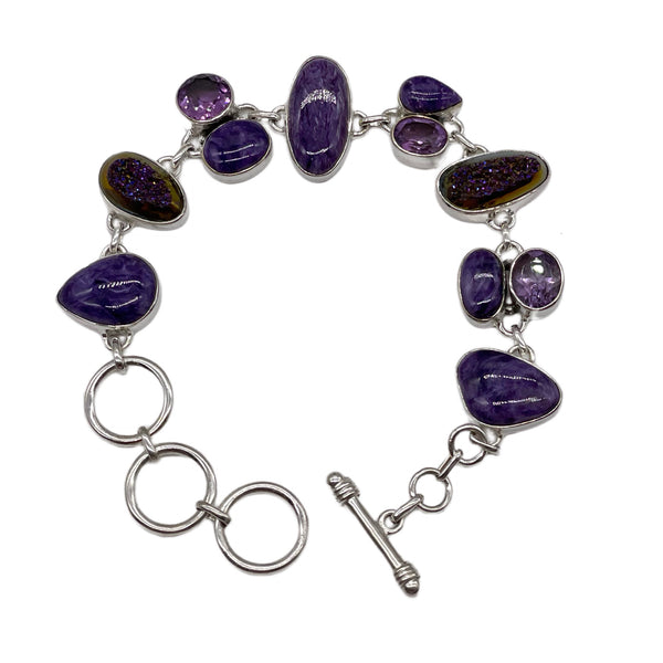 Charoite with Amethyst Bracelet