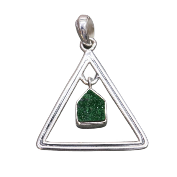 MALACHITE FIBER TRIANGLE PENDANT