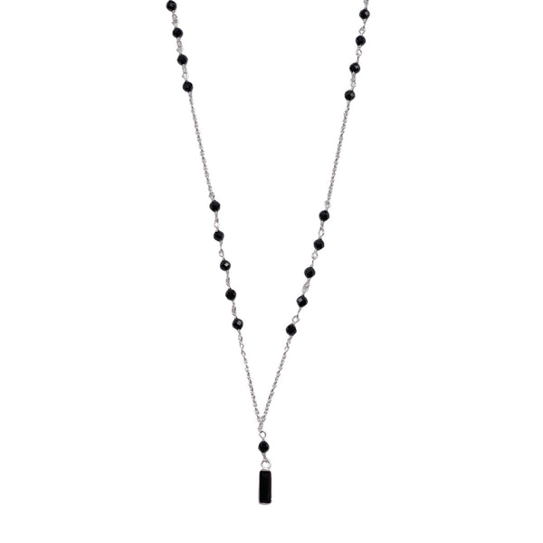 Onyx Beaded Necklace -Rectangle