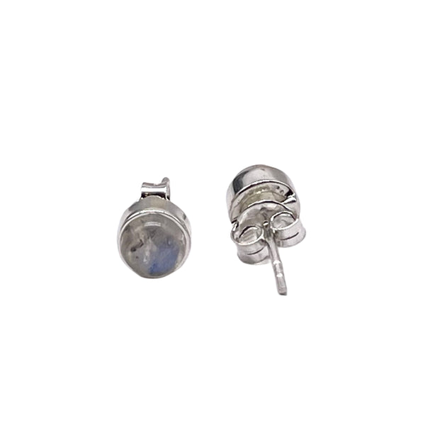 Rainbow Moonstone Studs -Round