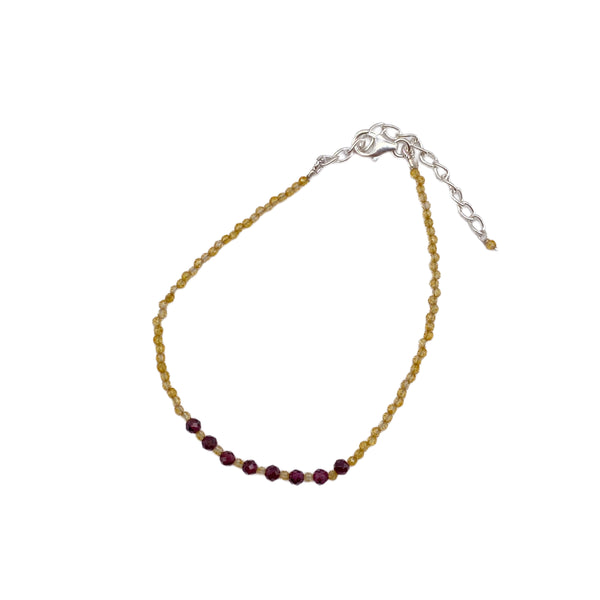 Citrine with garnet Beaded Bracelet