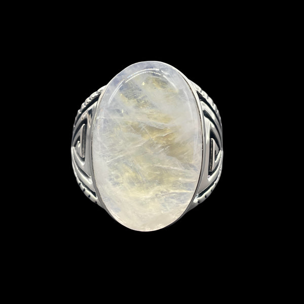 Men's Rainbow Moonstone Ring