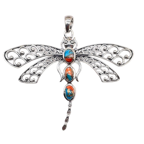 Spiny Oysters Turquoise Dragon Fly Pendant