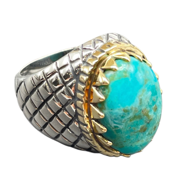 Men's Boulder Turquoise Two Toned Ring