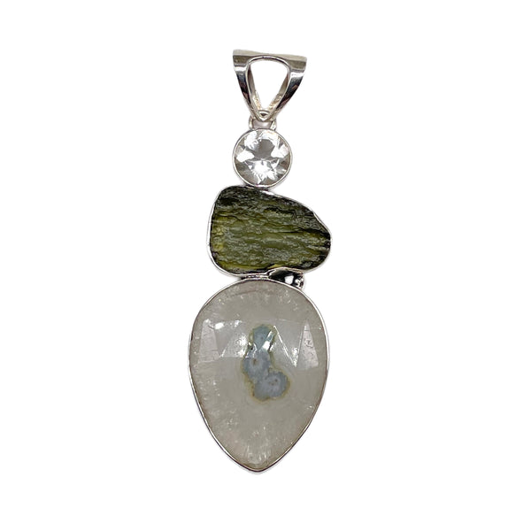 Solar Quartz, Moldavite ,Crystal Pendant