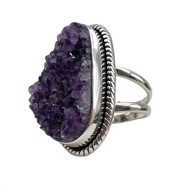 Amethyst Druzy Ring