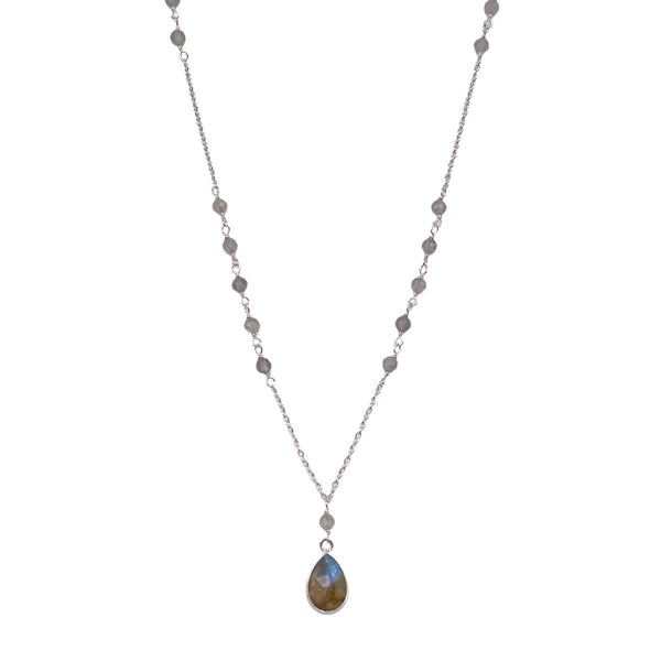 Labradorite Beaded Necklace -Teardrop