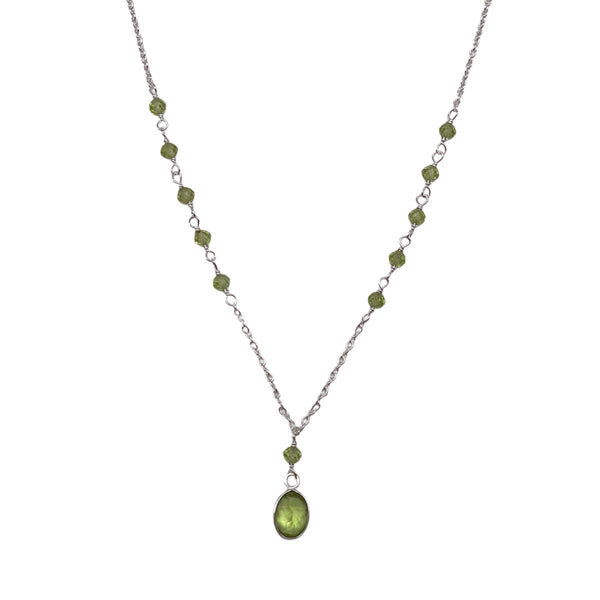 Peridot Beaded Necklace - Oval