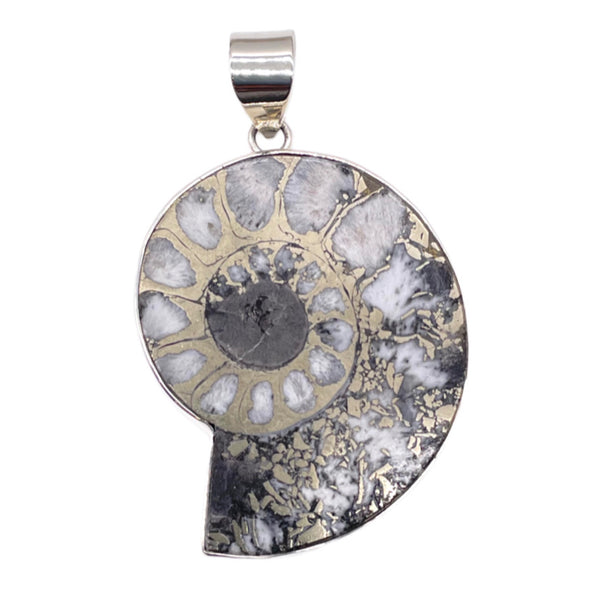 Pyritized ammonite pendant