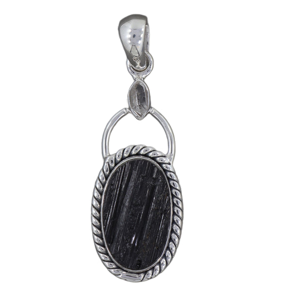 Black Tourmaline ,Herkimer Pendant