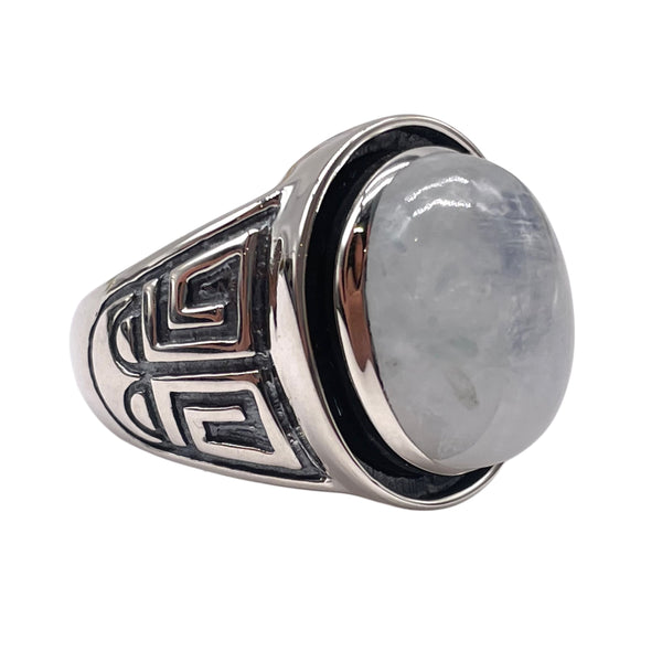 Men's Rainbow Moonstone Ring