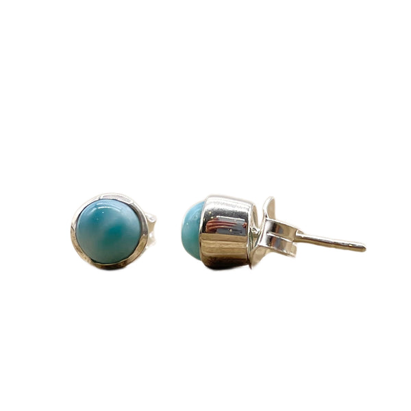 Round Larimar Studs